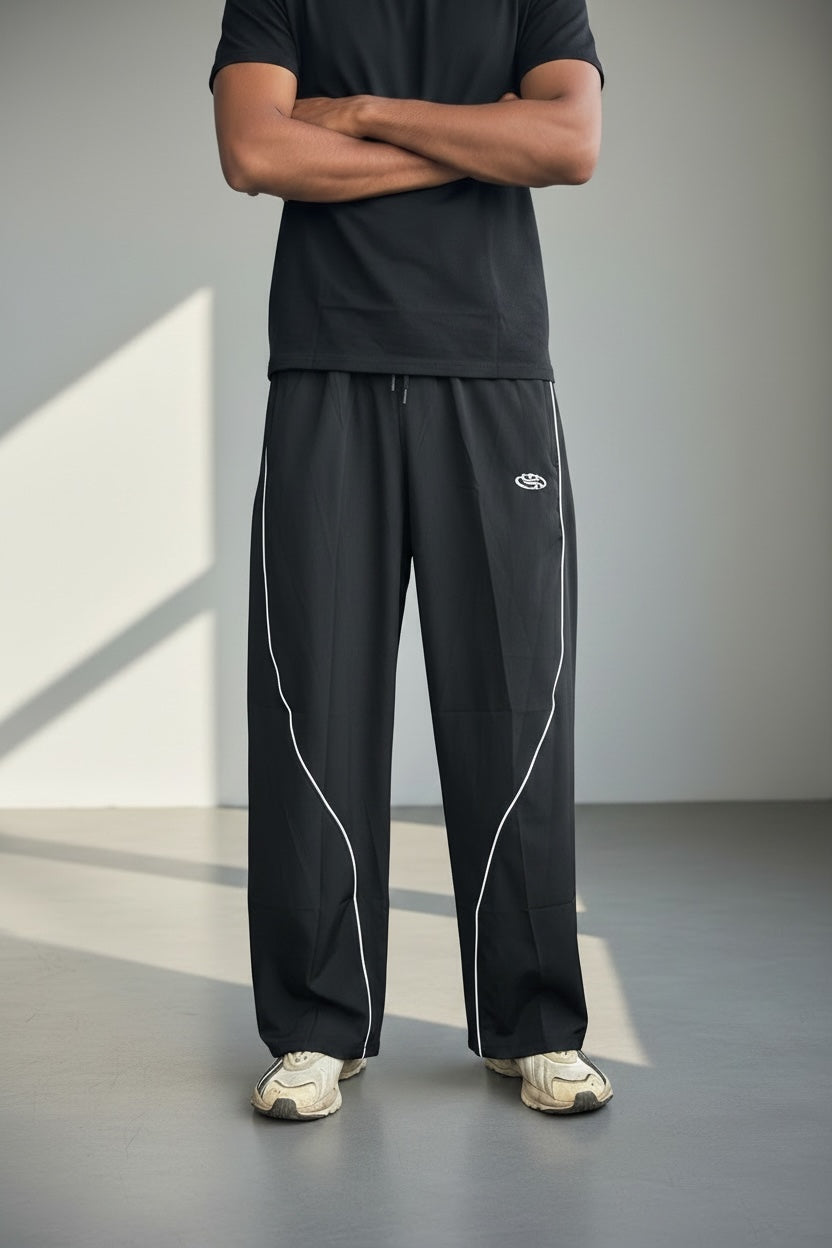 黒幸丸　XLサイズ　Piping Track Pant Loose fit piping track pants- Black – Yarn Guy