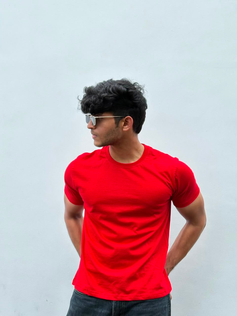 Crop Muscle Tee- RED
