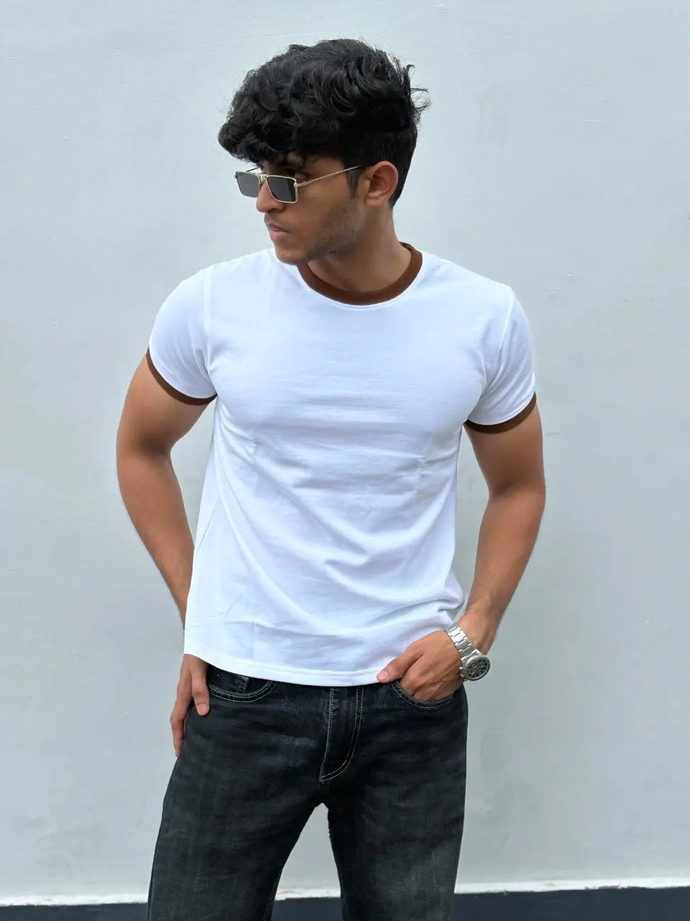 RINGER TEES -  WHITE