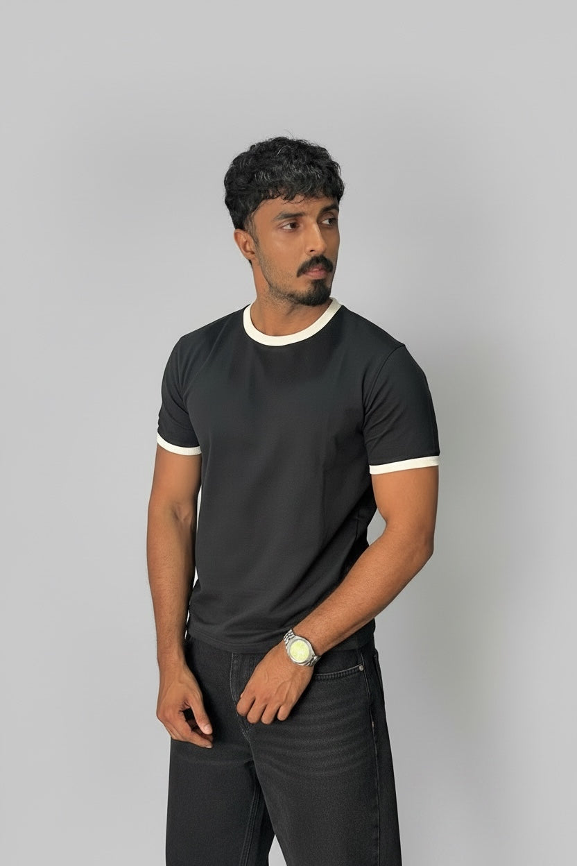 RINGER TEES - BLACK
