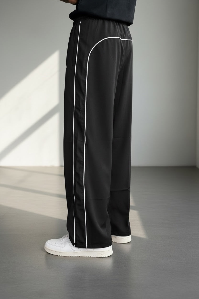 PIPING LOOSE FIT TRACK PANTS-BLACK – Yarn Guy
