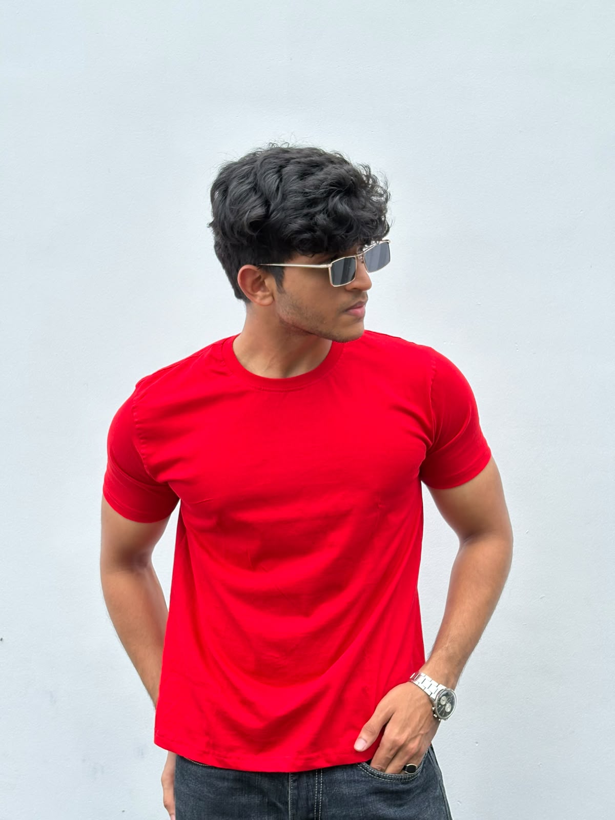 Crop Muscle Tee- RED