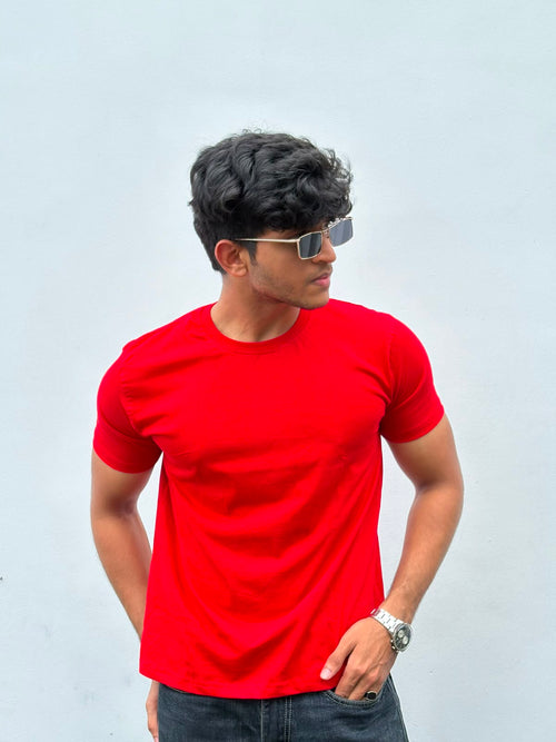 Crop Muscle Tee- RED