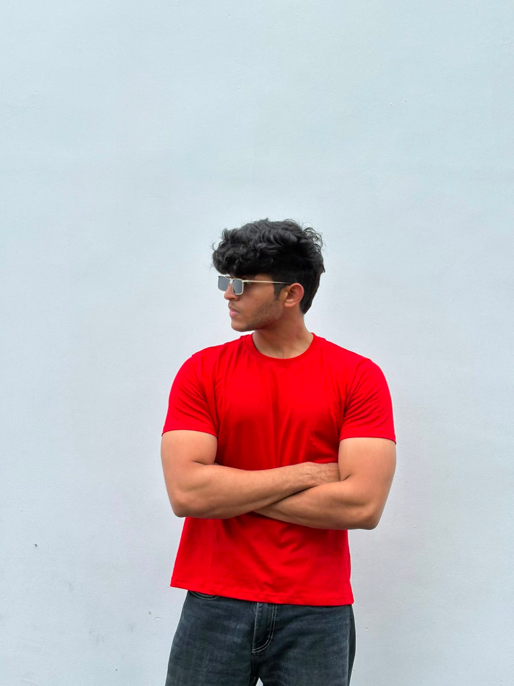 Crop Muscle Tee- RED