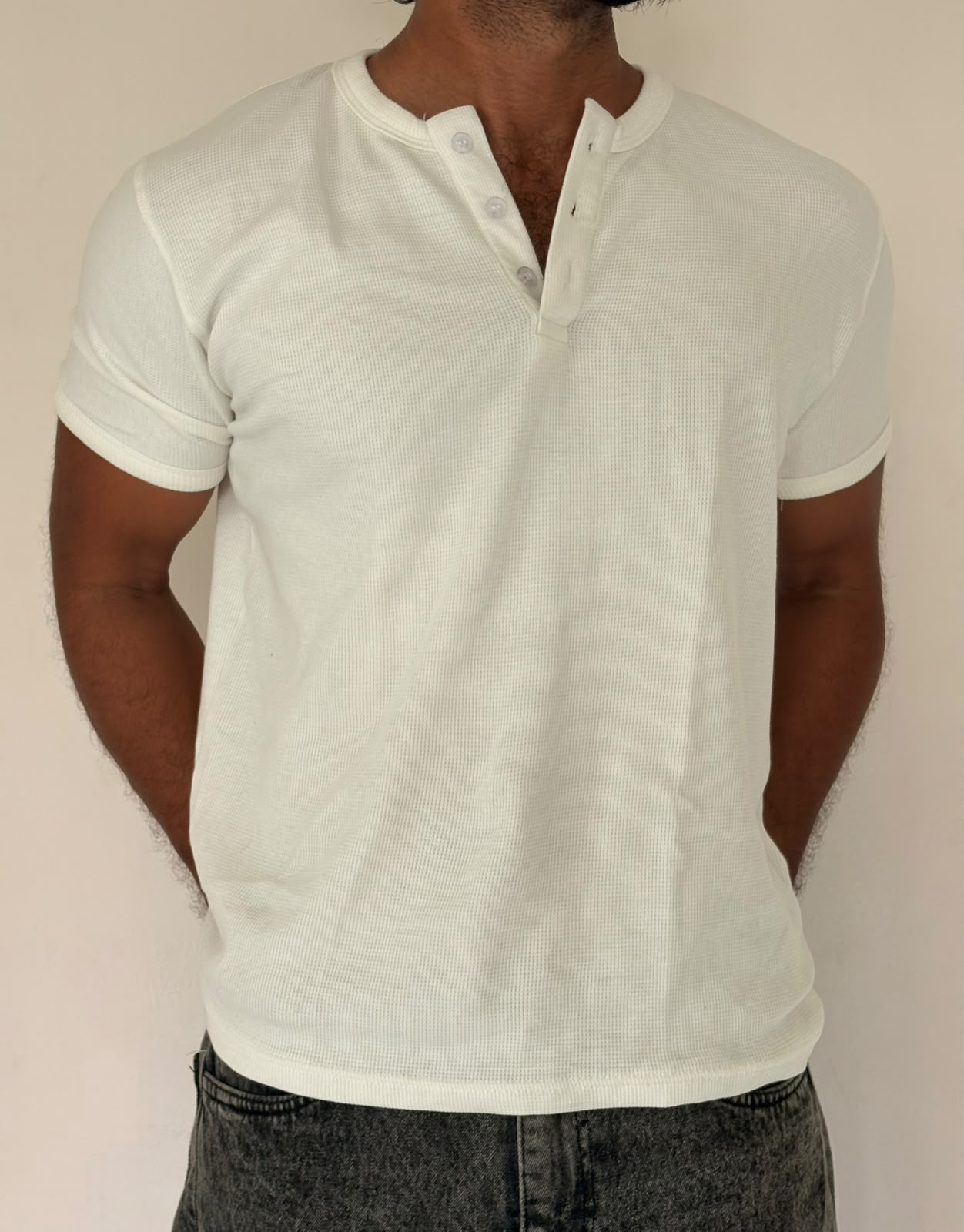 HENLEY HALF SLEEVE MUSCLE FIT - WHITE