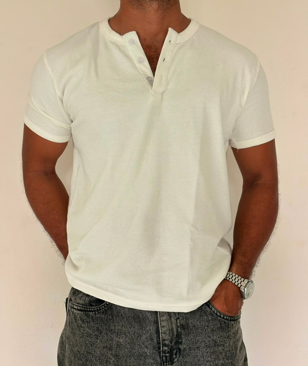 HENLEY HALF SLEEVE MUSCLE FIT - WHITE