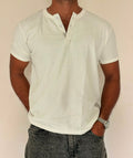 HENLEY HALF SLEEVE MUSCLE FIT - WHITE