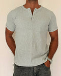 HENLEY HALF SLEEVE MUSCLE FIT - LIGHT GREY