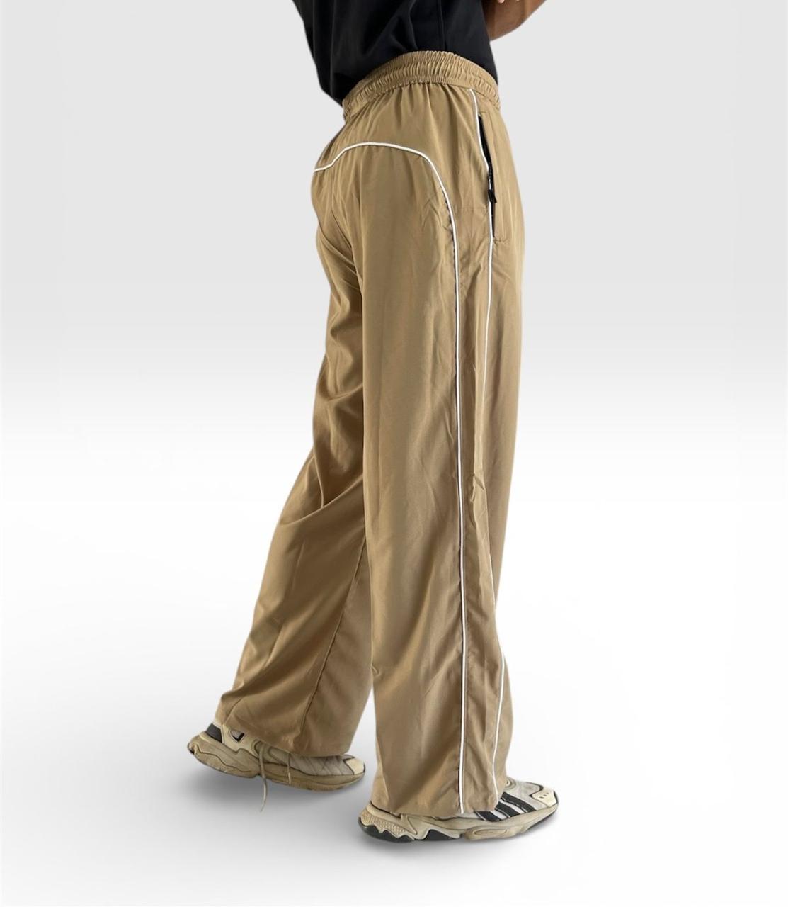 PIPING LOOSE FIT TRACK PANTS-CAMEL BEIGE
