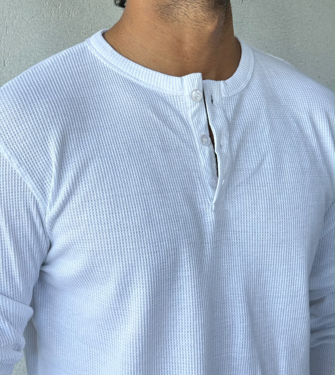 HENLEY FULL SLEEVE MUSCLE FIT - WHITE