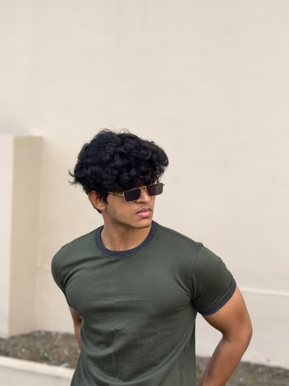 RINGER TEES - MILITARY GREEN/CHARCOAL GREY